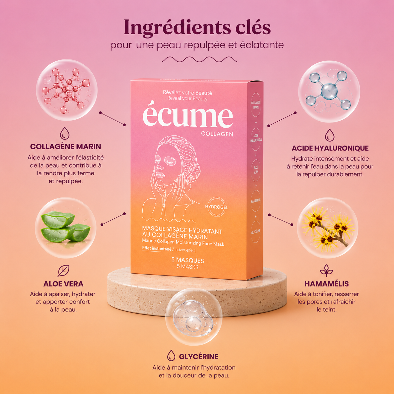 Ecume - Masque Visage - Boite de 5 masques